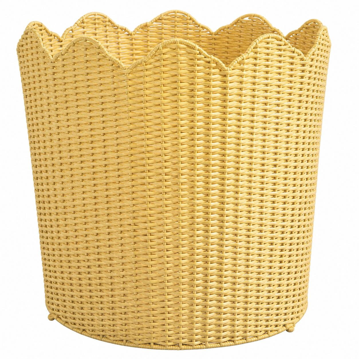 Scalloped Wicker Floor Planter