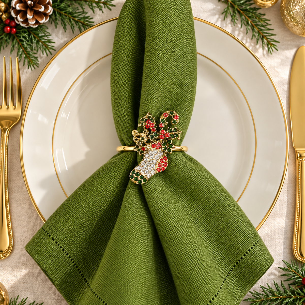 Stuffed Stocking Set of 4 Napkin Ring