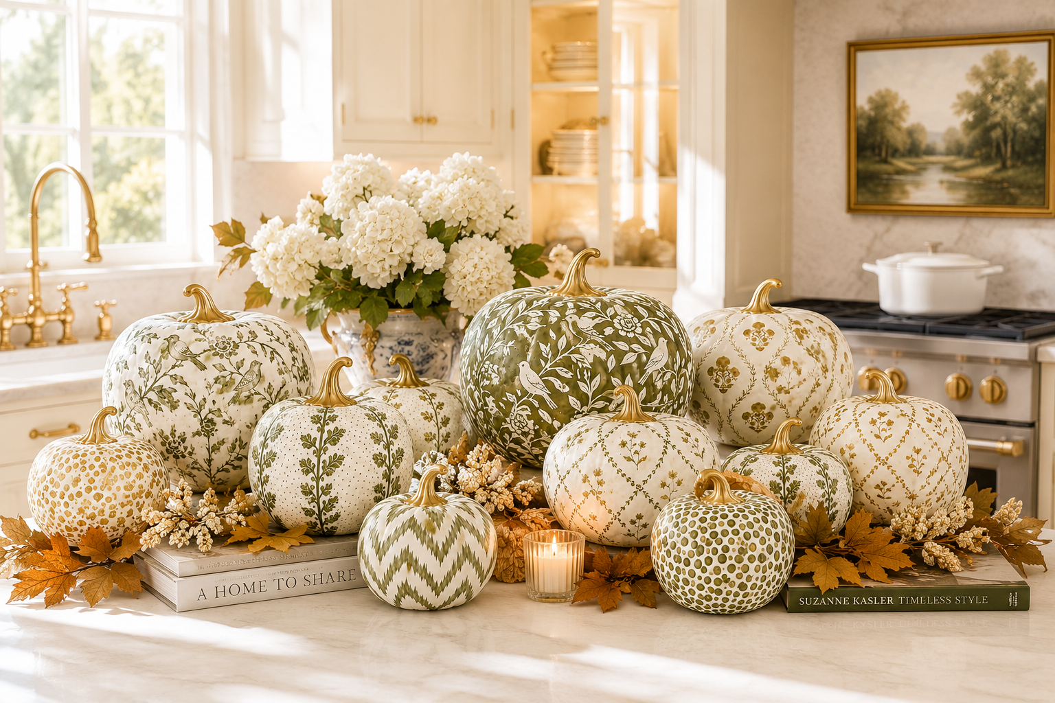 Gold Bird & Vine Pumpkin
