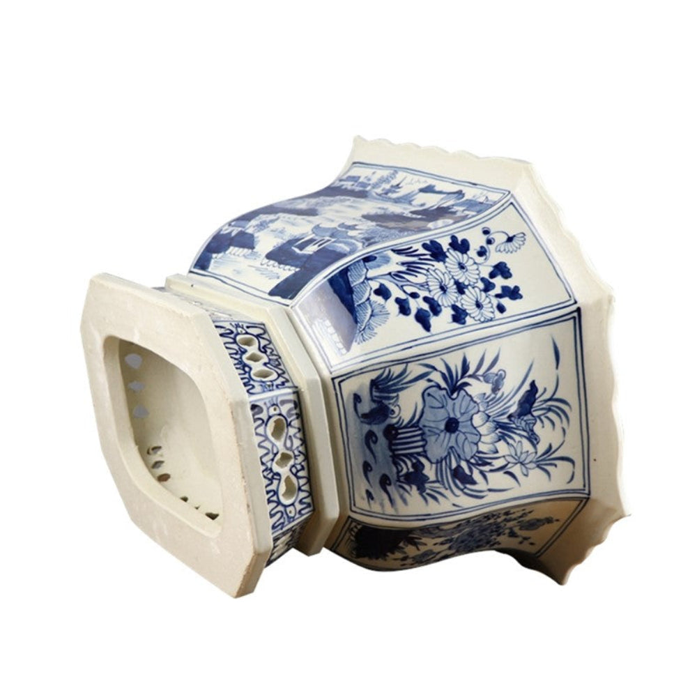 Village Scene Scalloped Pierced Planter