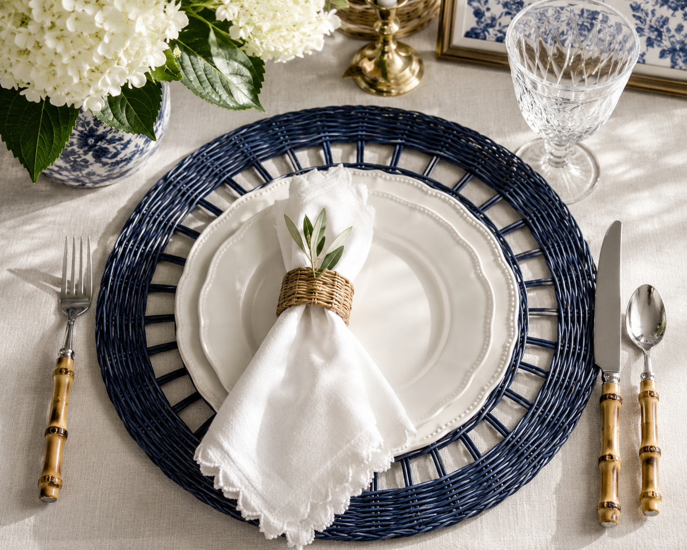 Set of 4 Blue Raffia Placemat
