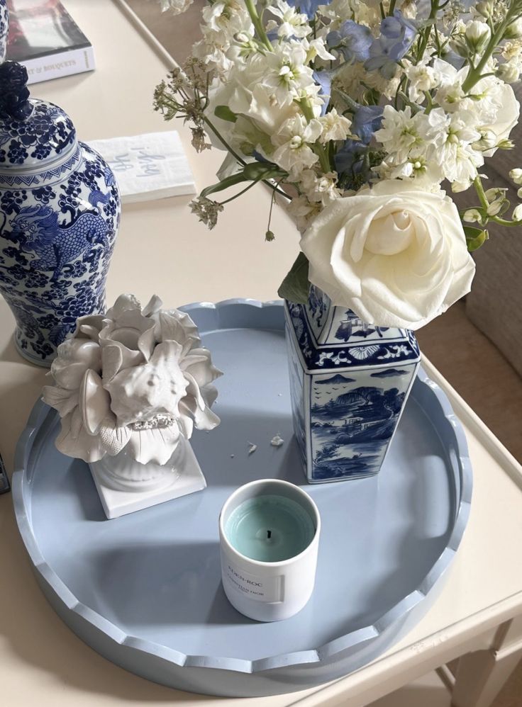 Soft Blue Lacquered Tray