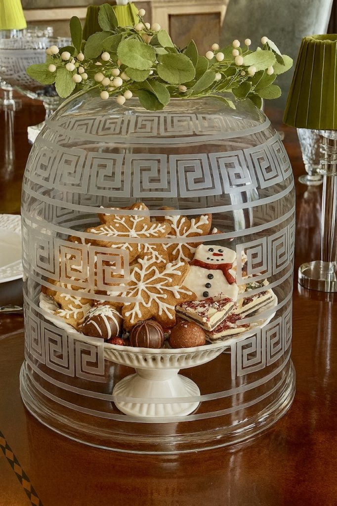 Greek Key Etched Glass Dome