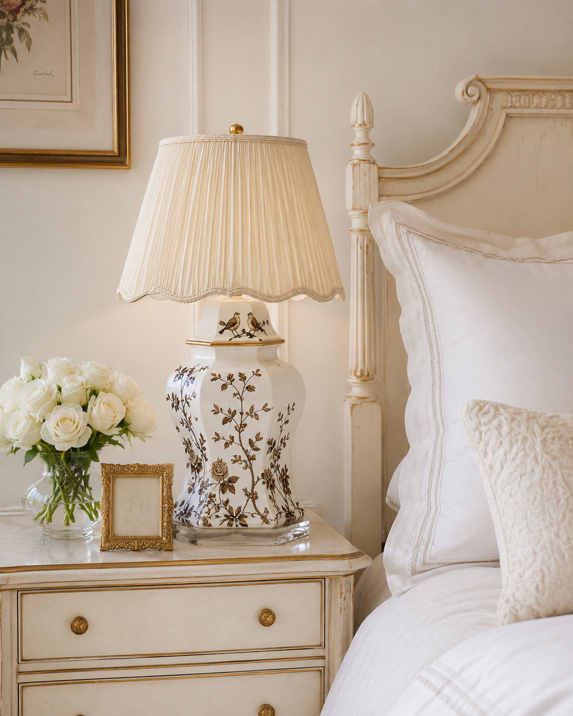 IVORY SCALLOPED PLEATED LAMP SHADE