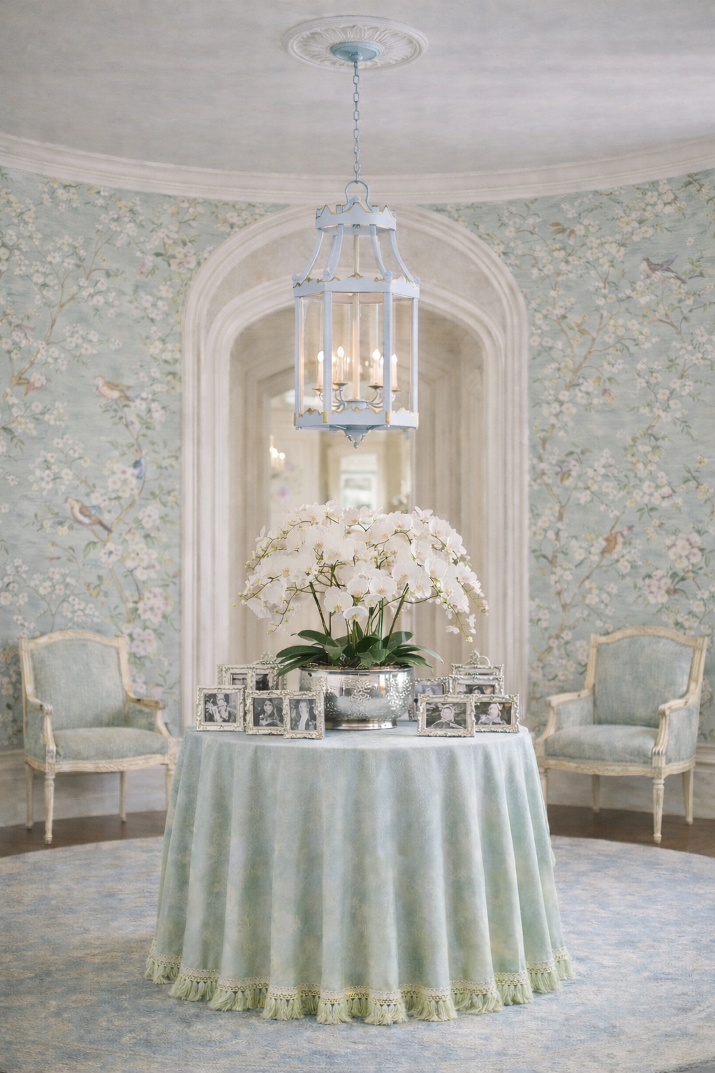 Pale Blue Scalloped Lantern