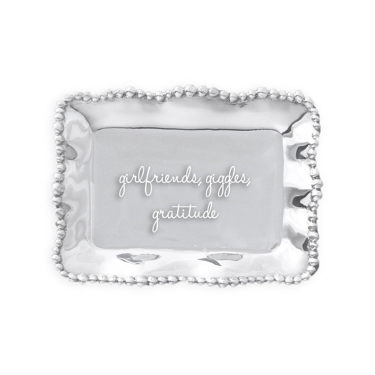 GIFTABLES Organic Pearl Rectangular Engraved Tray - girlfriends, giggles, gratitude