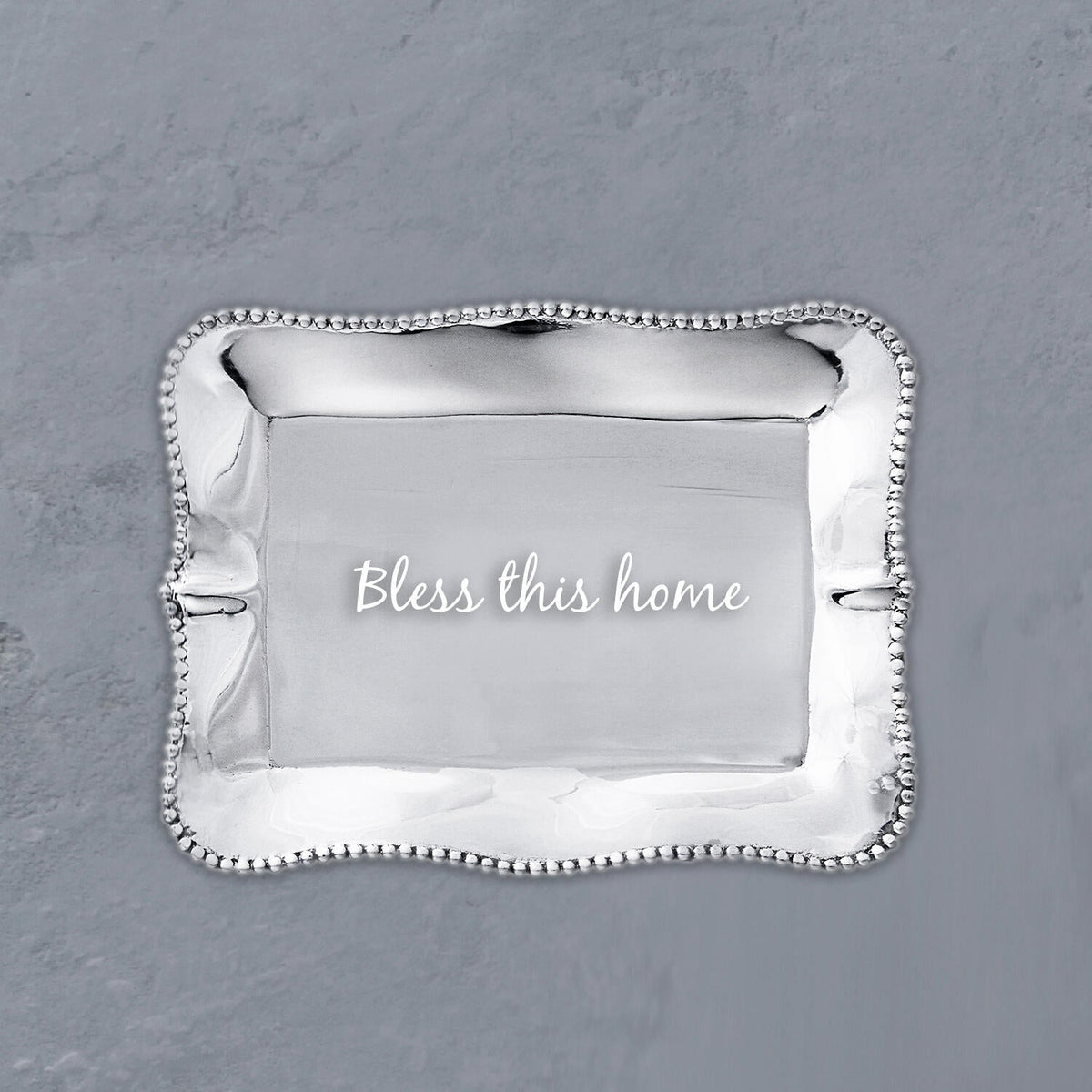 GIFTABLES Pearl Denisse Rectangular Engraved Tray "Bless this home"