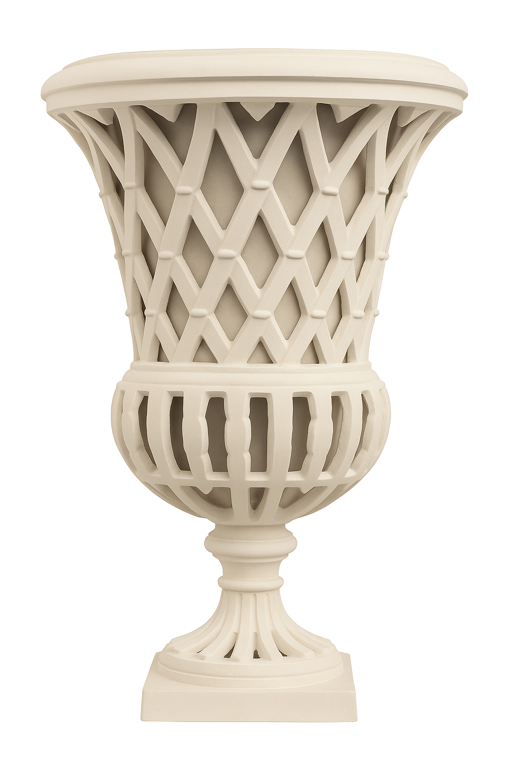 Ivory Lattice 16" Urn in Cast Aluminum