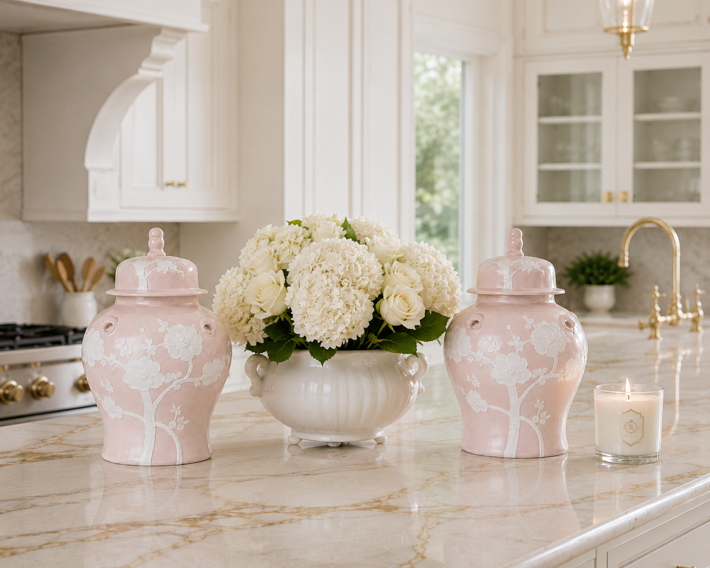 Pastel Pink Cherry Blossom Jar