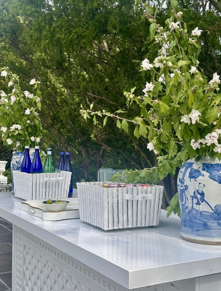 White Bamboo Planter