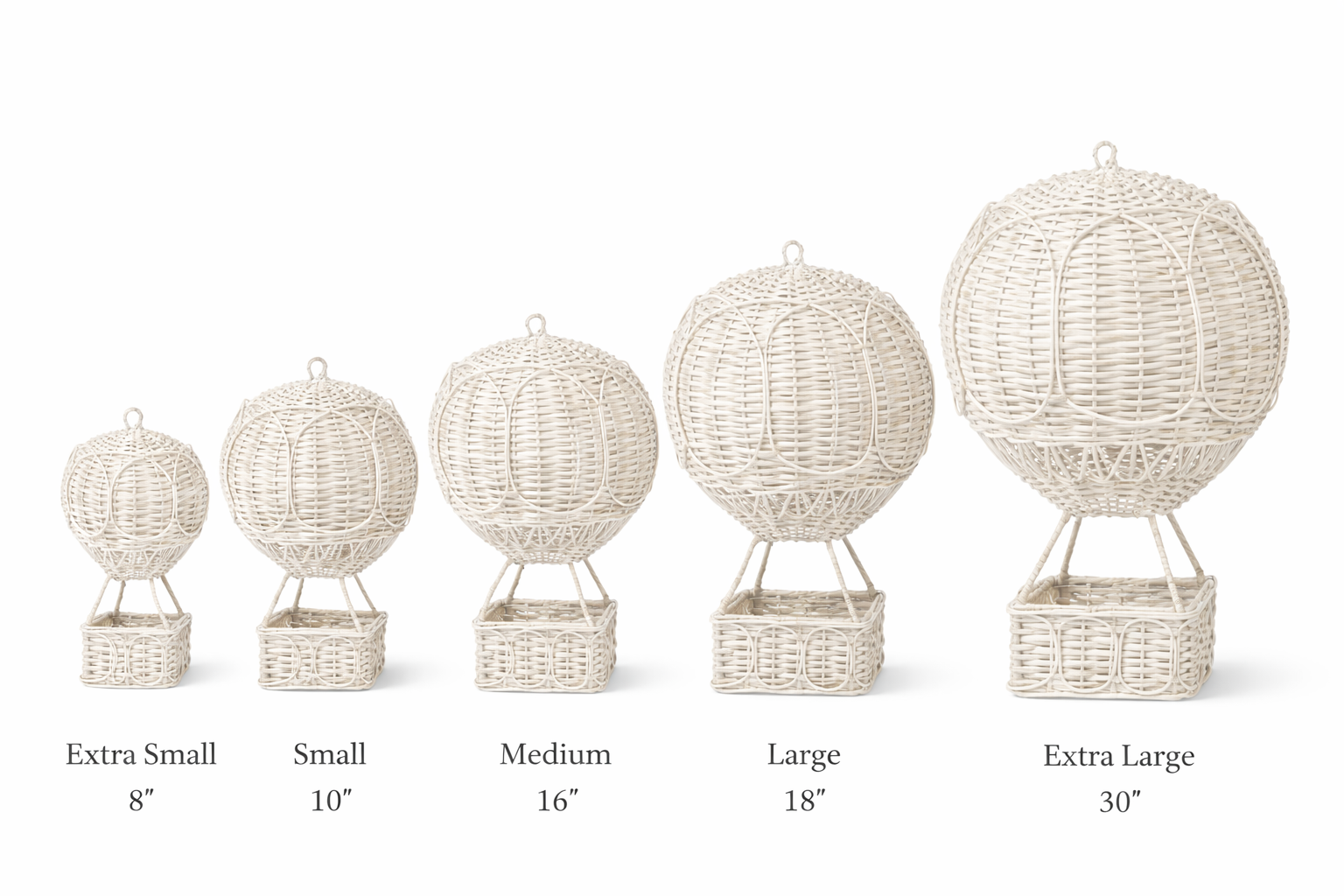 White Wicker Hot Air Balloon (5 Sizes)
