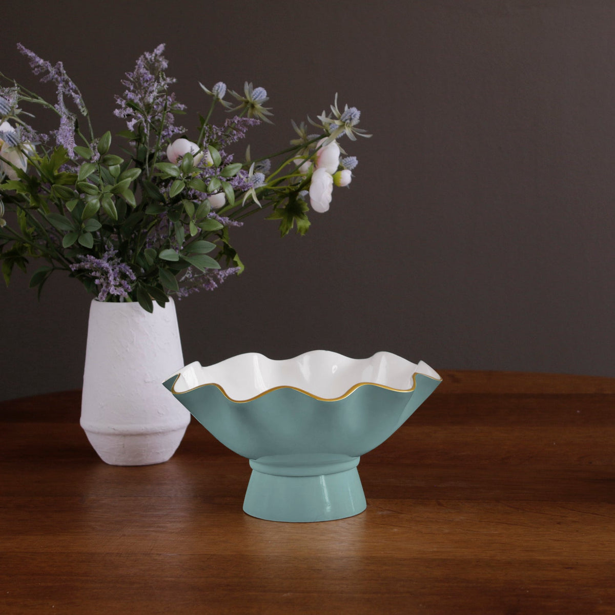 ENCANTO Carola Small Pedestal (Turquoise and White)