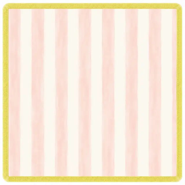 Cabana Mahjong Mat - Pink & Ivory with Citrus Fringe