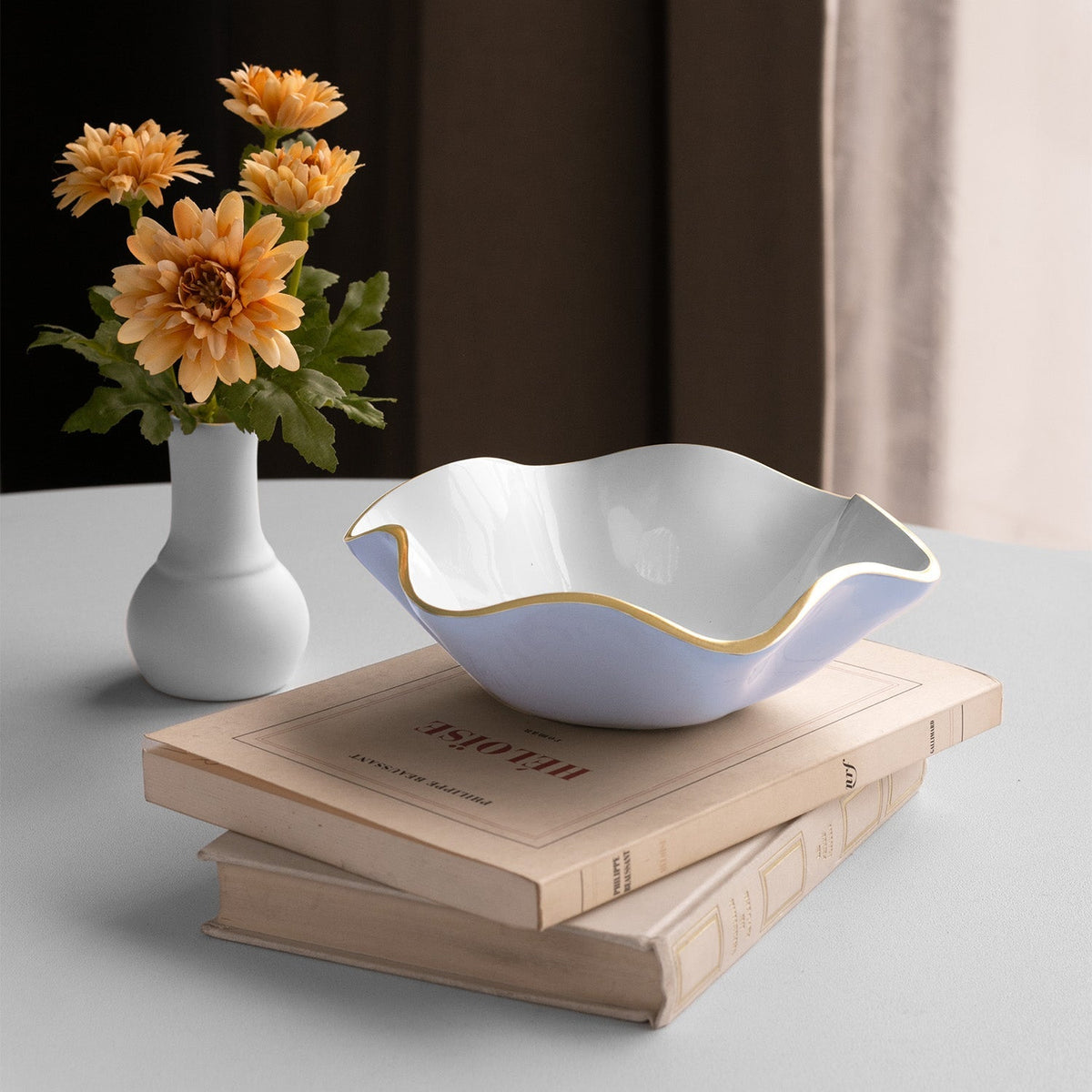 ENCANTO Carola Small Round Bowl (Periwinkle and White)