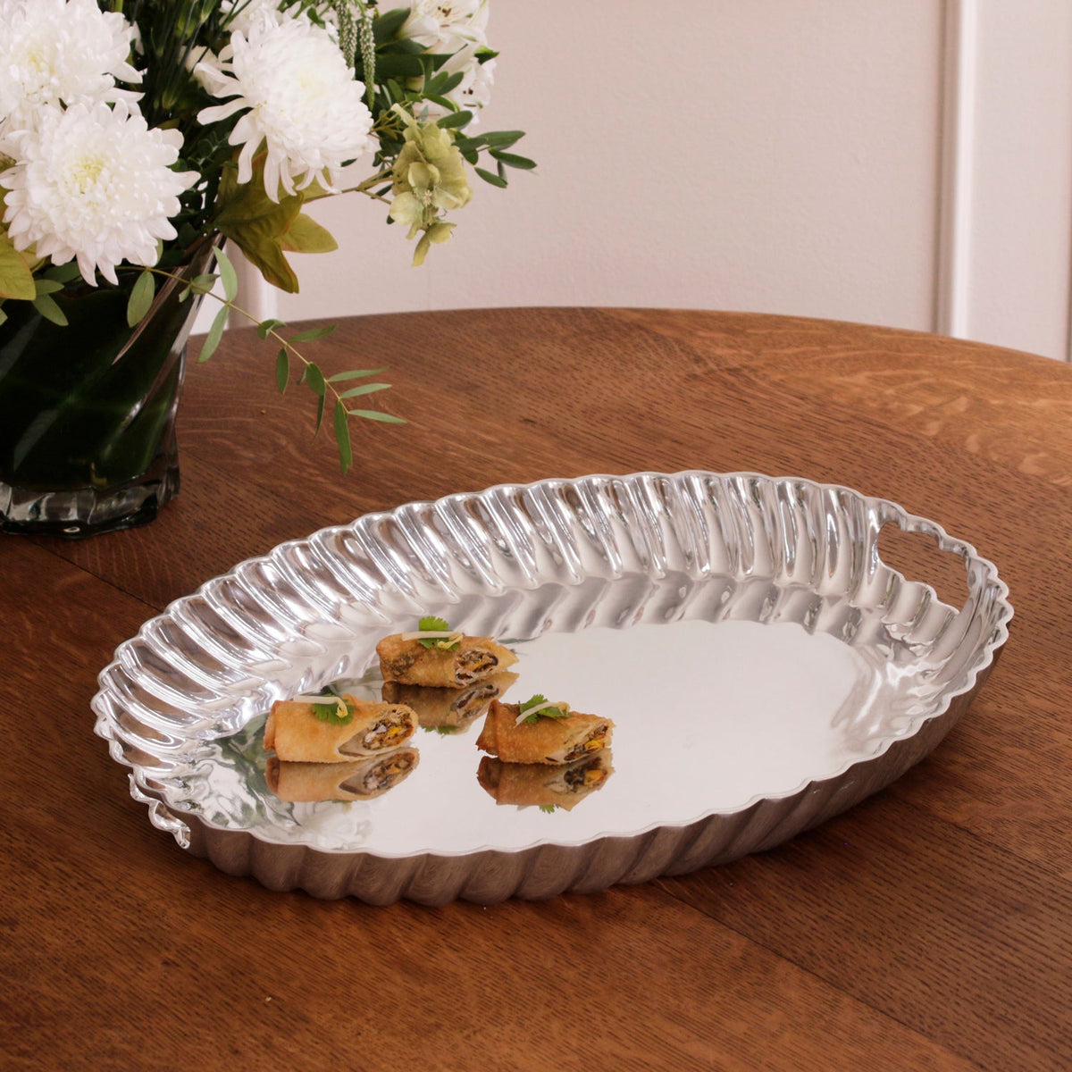 VINTAGE Swirl Oval Tray with Handles