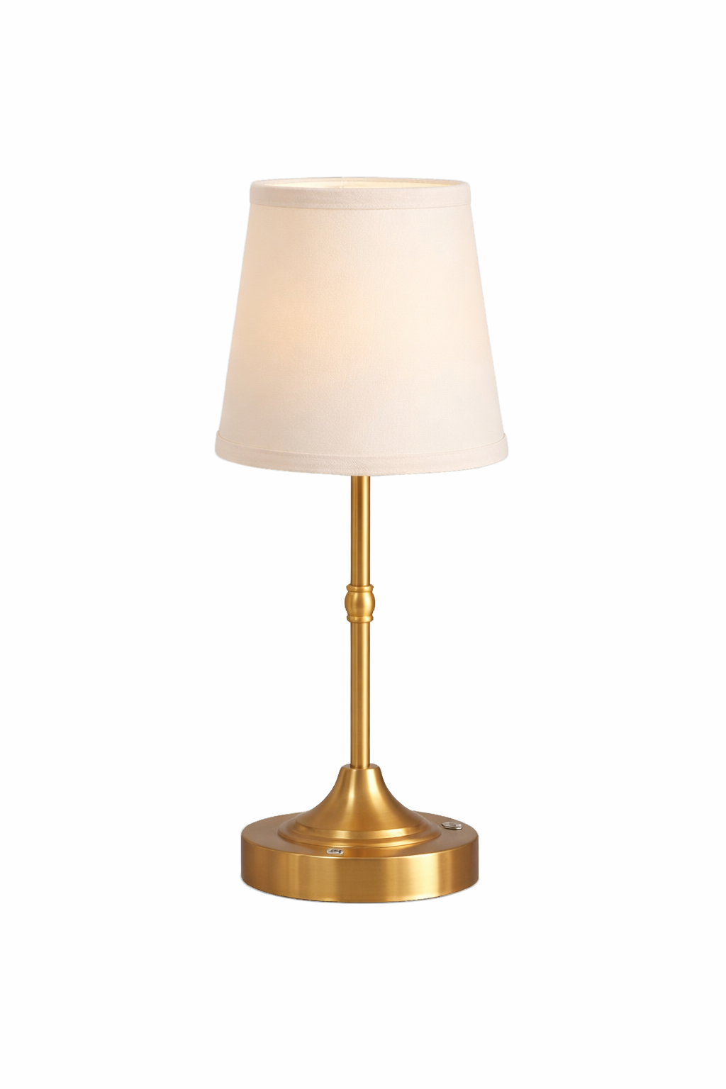 Antique Gold Rechargeable Lamp with Soft Pink Shade