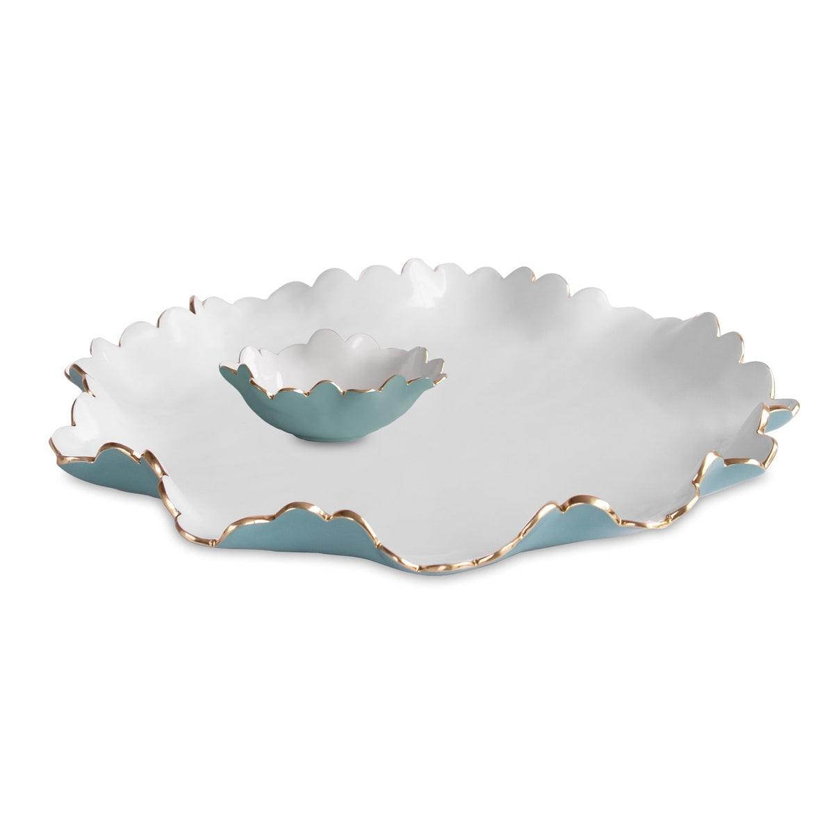 ENCANTO Colette Large Chip and Dip (Turquoise and White)