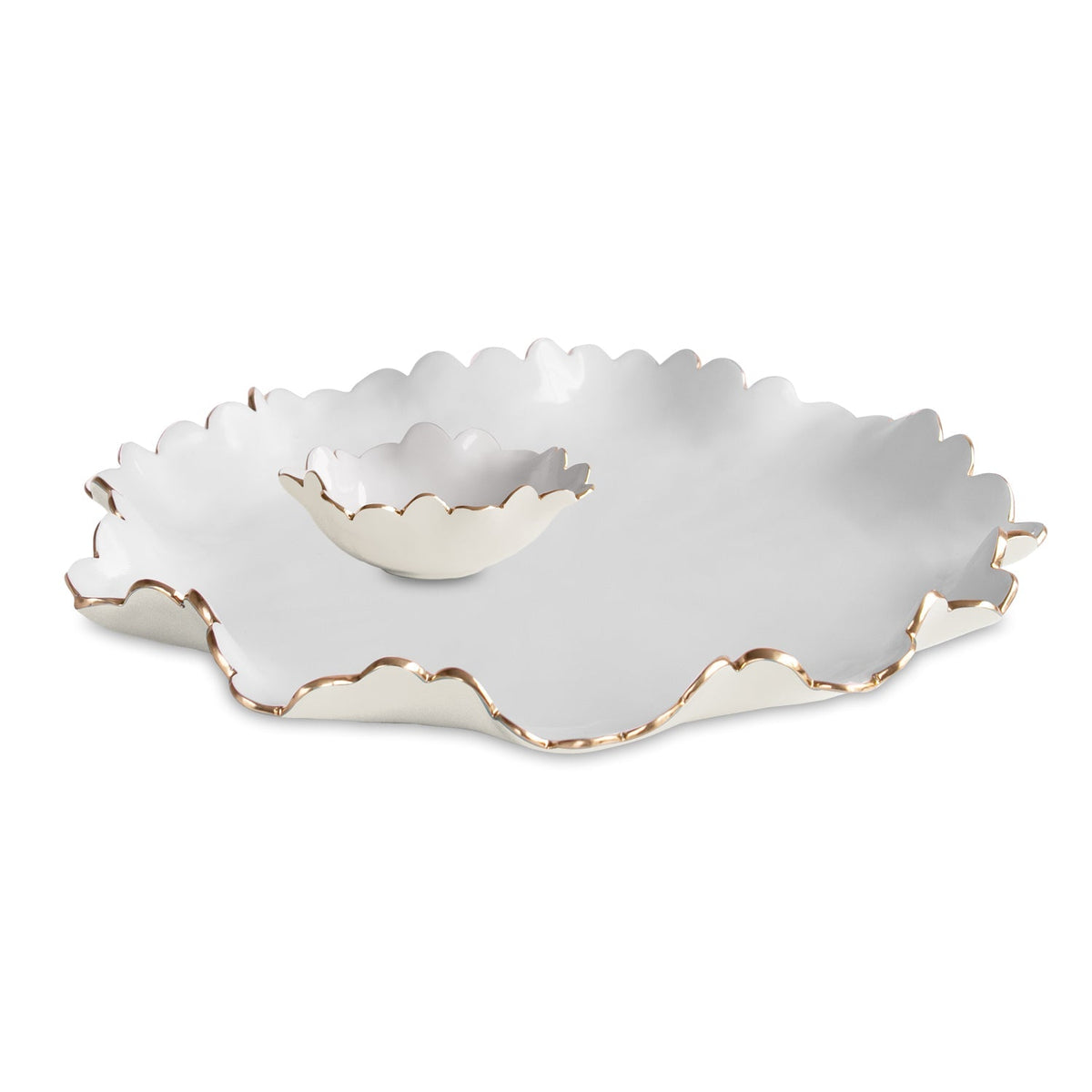 ENCANTO Colette Large Chip and Dip (Cream and White)