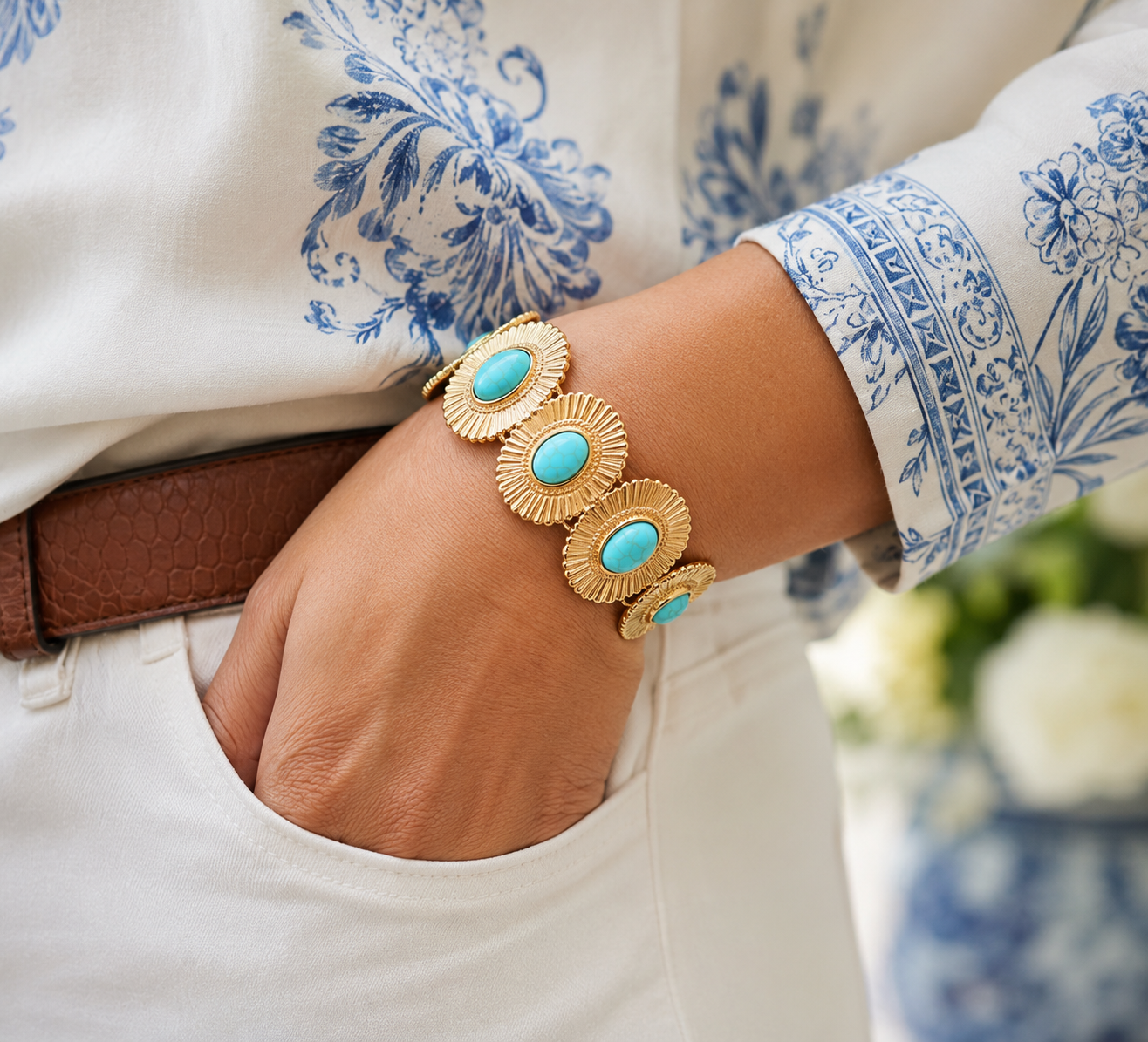 Turquoise Sunburst Stretch Bracelet