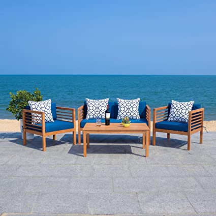 Safavieh Alda 4 Pc Outdoor Set With Accent Pillows , PAT7033