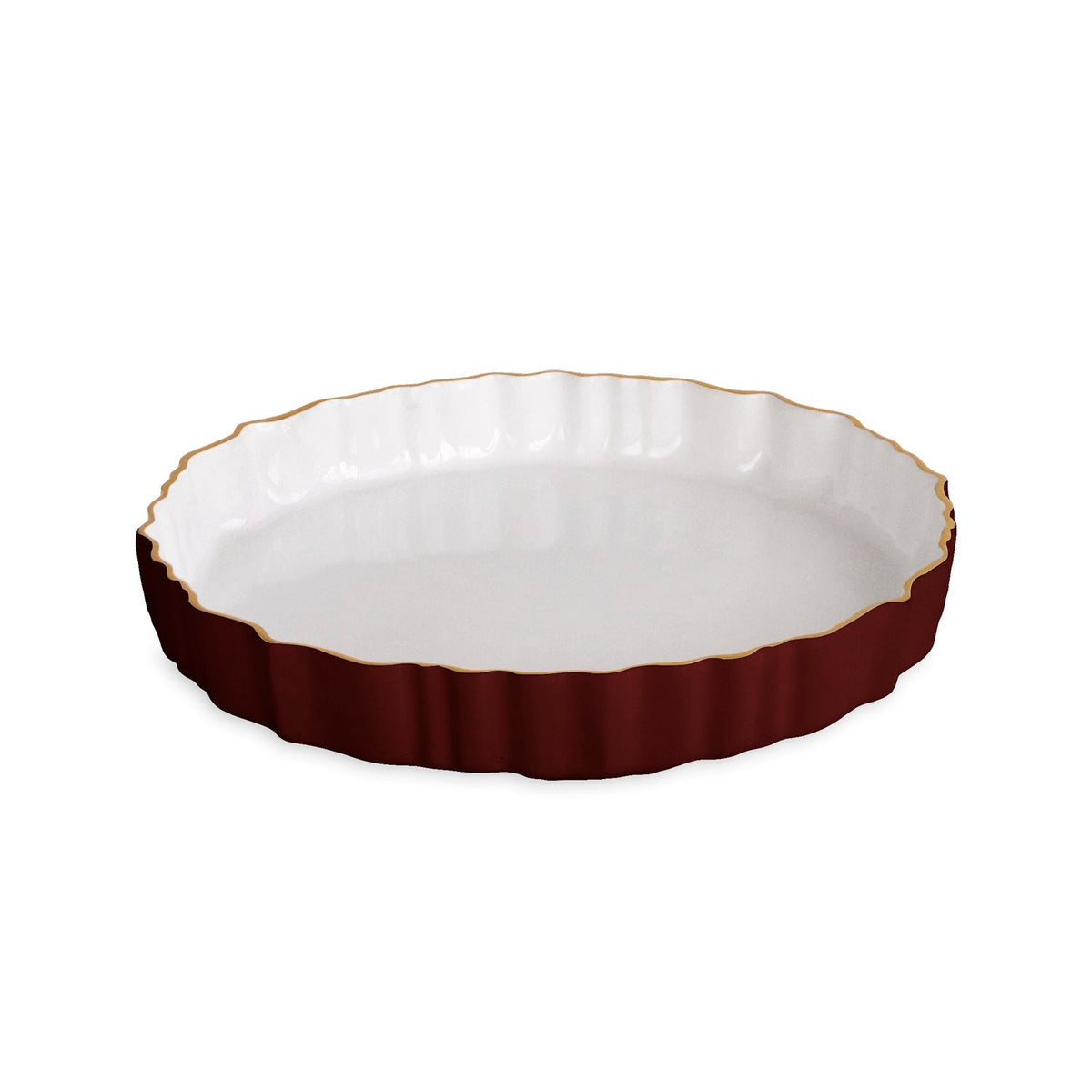 ENCANTO Vintage Fluted Round Tray (Bordeaux and White)