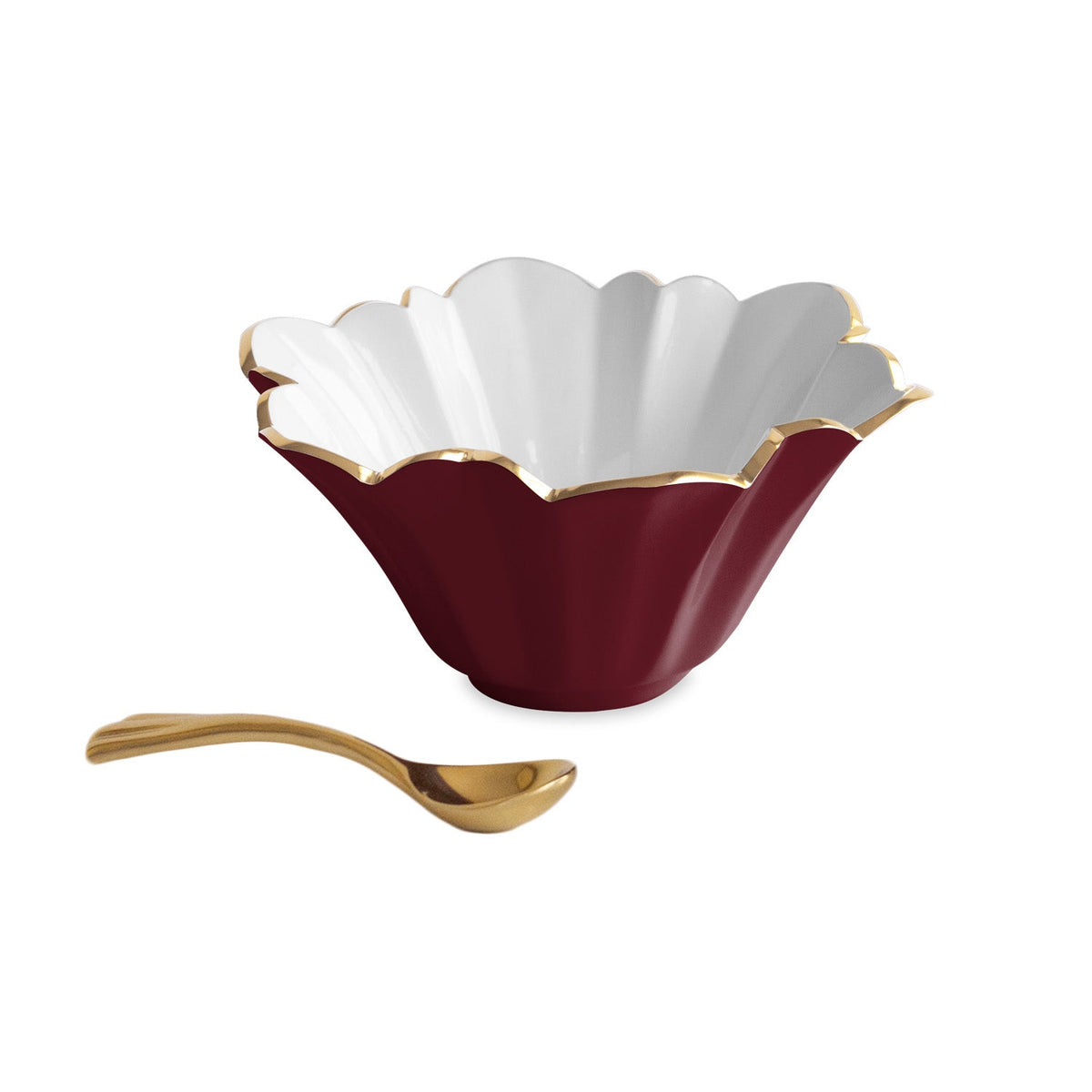 ENCANTO Avril Small Bowl w/spoon (Bordeaux and White)