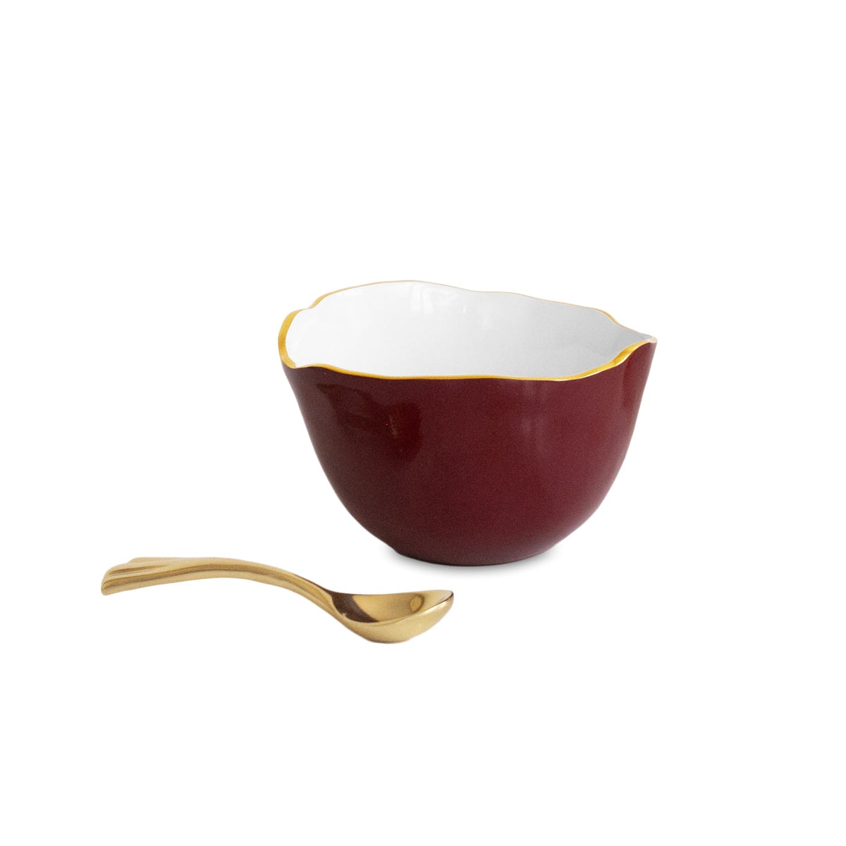 ENCANTO Osaka Small Bowl w/spoon (Bordeaux and White)