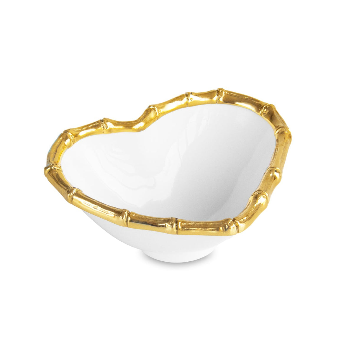 ENCANTO Small Bamboo Heart Bowl (White and Gold)