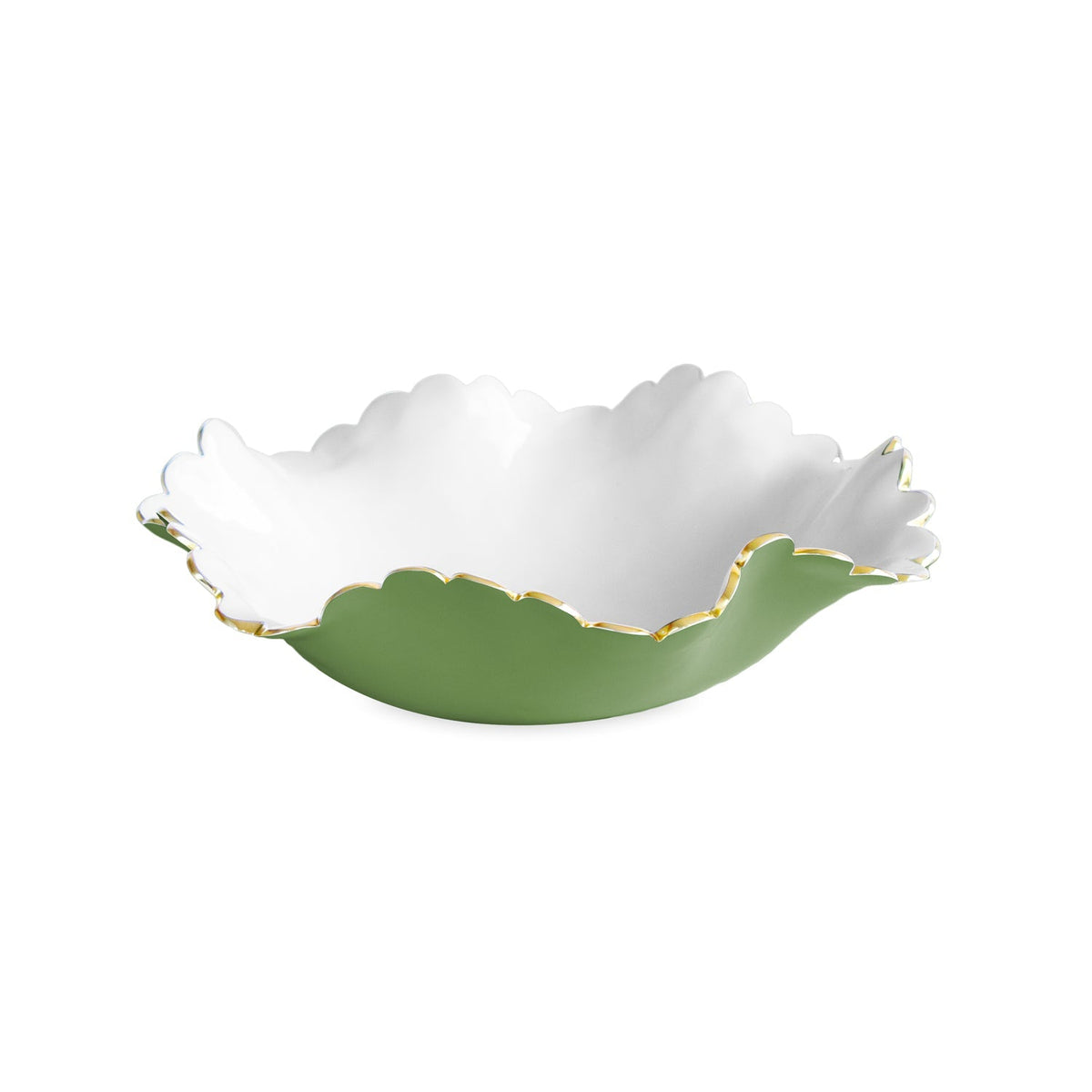 ENCANTO Colette Medium Round Bowl (Leaf Green and White)