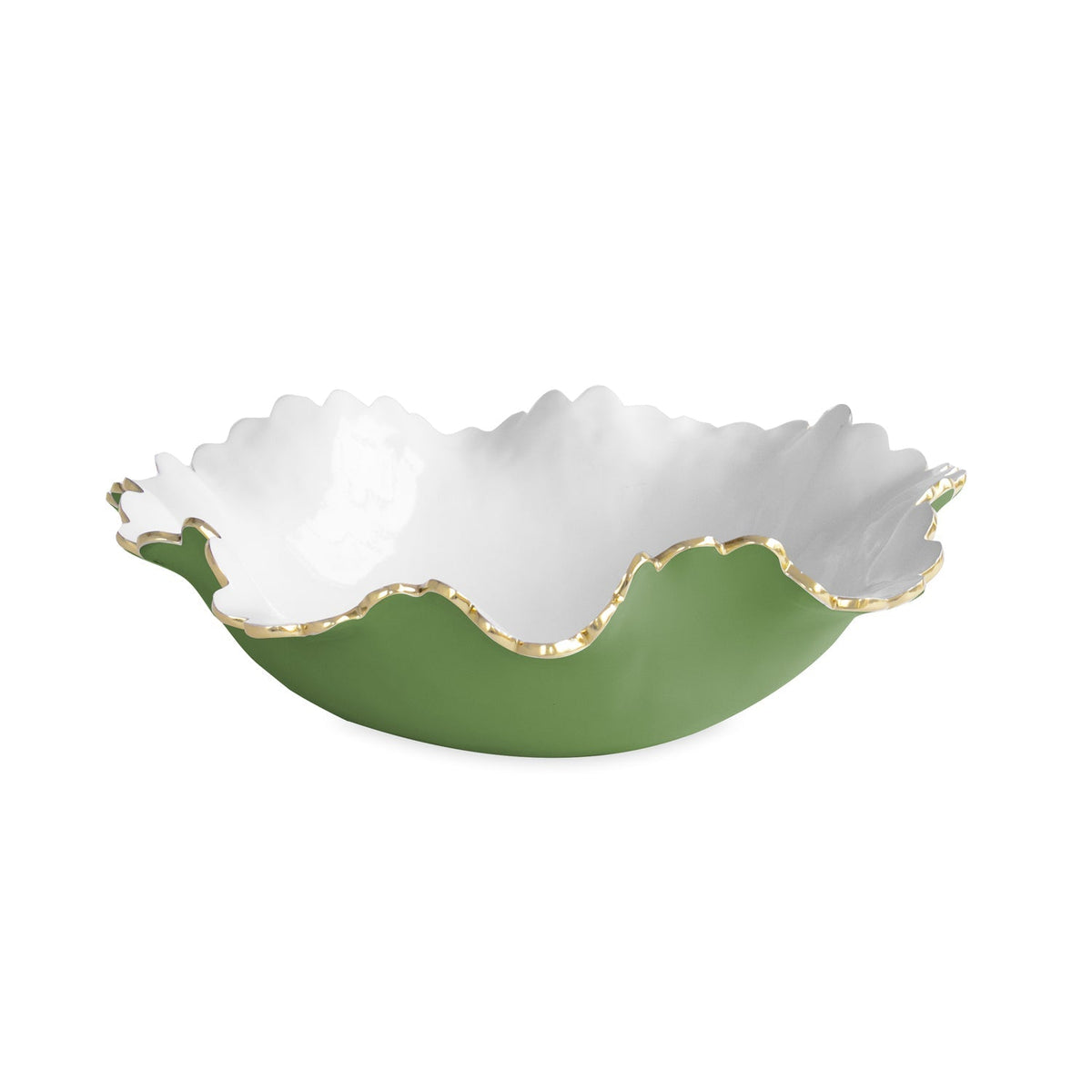 ENCANTO Colette Large Round Bowl (Leaf Green and White)
