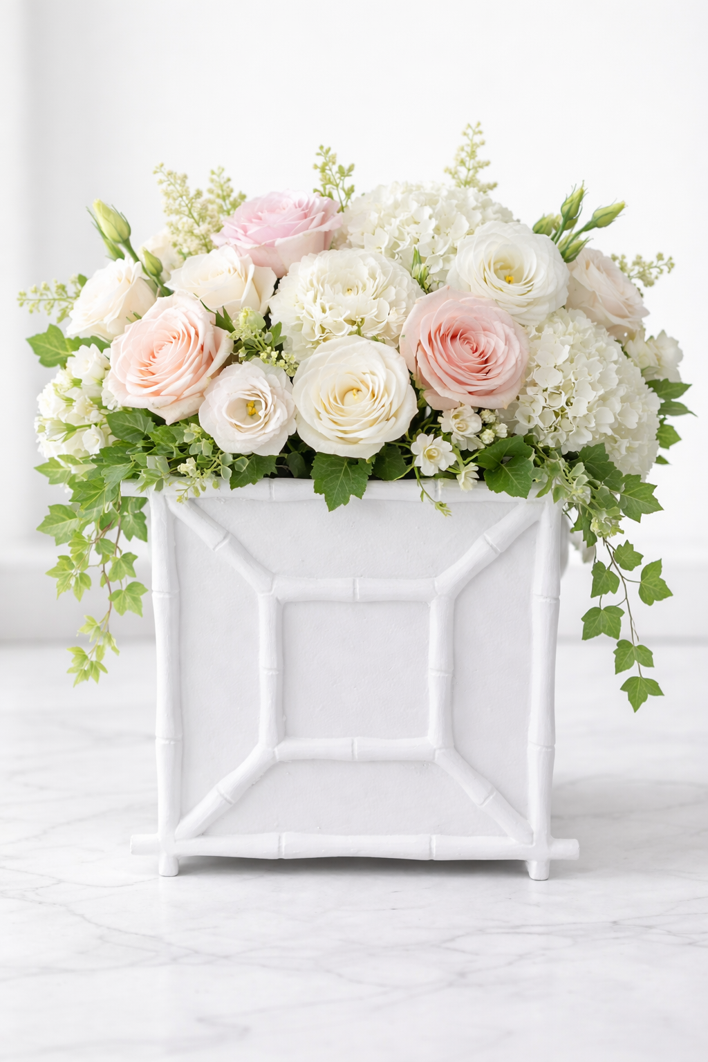 White Bamboo Box Planter