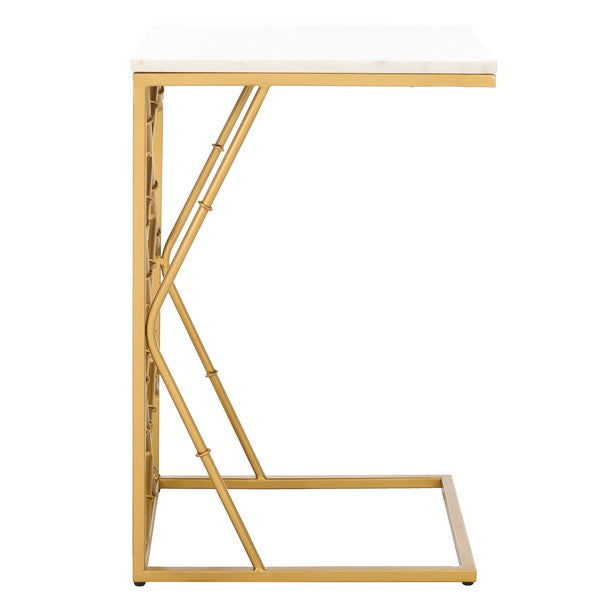 Keston Marble C-Table, ACC3710 | Safavieh - White Marble Top / Gold Legs