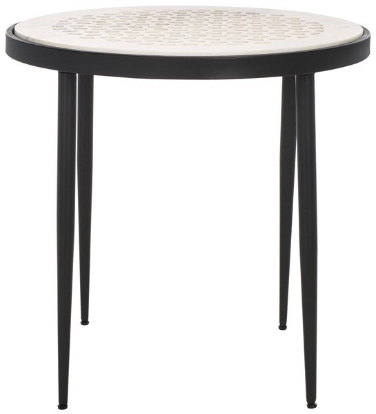 Elly Marble Cnc Side Table, ACC3712 | Safavieh - White Marble Top / Black Legs