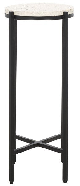 Baker Drink Table, ACC3721 | Safavieh - White Marble / Black Legs