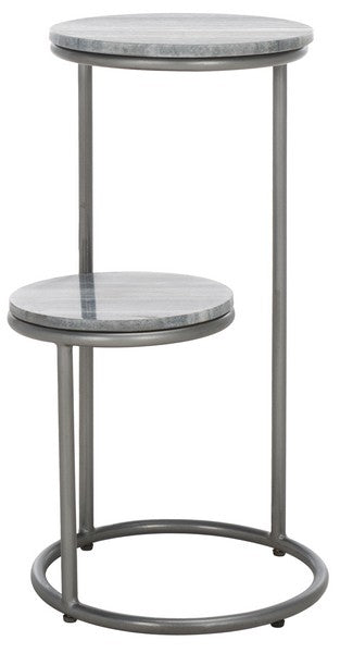 Marwell Drink Table, ACC3722 | Safavieh - Grey Marble / Silver Leg