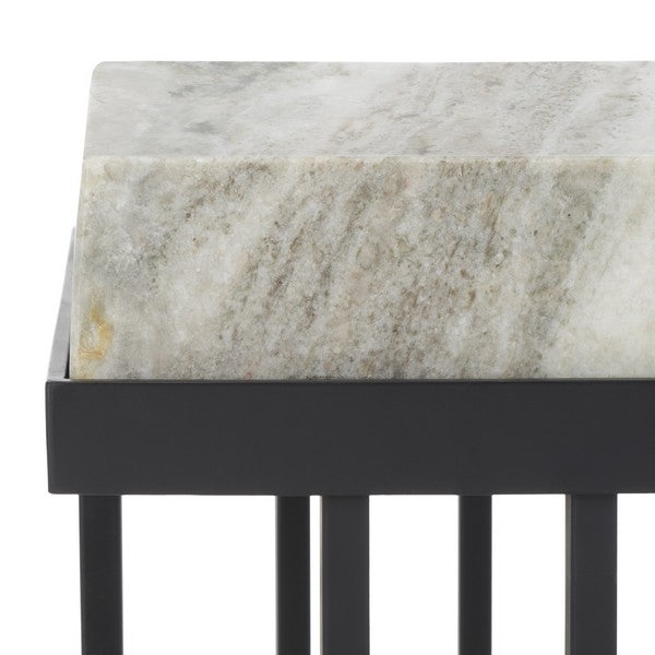 Gustaf Rectangle Accent Table, ACC9804 | Safavieh - Sand Brown Marble / Black