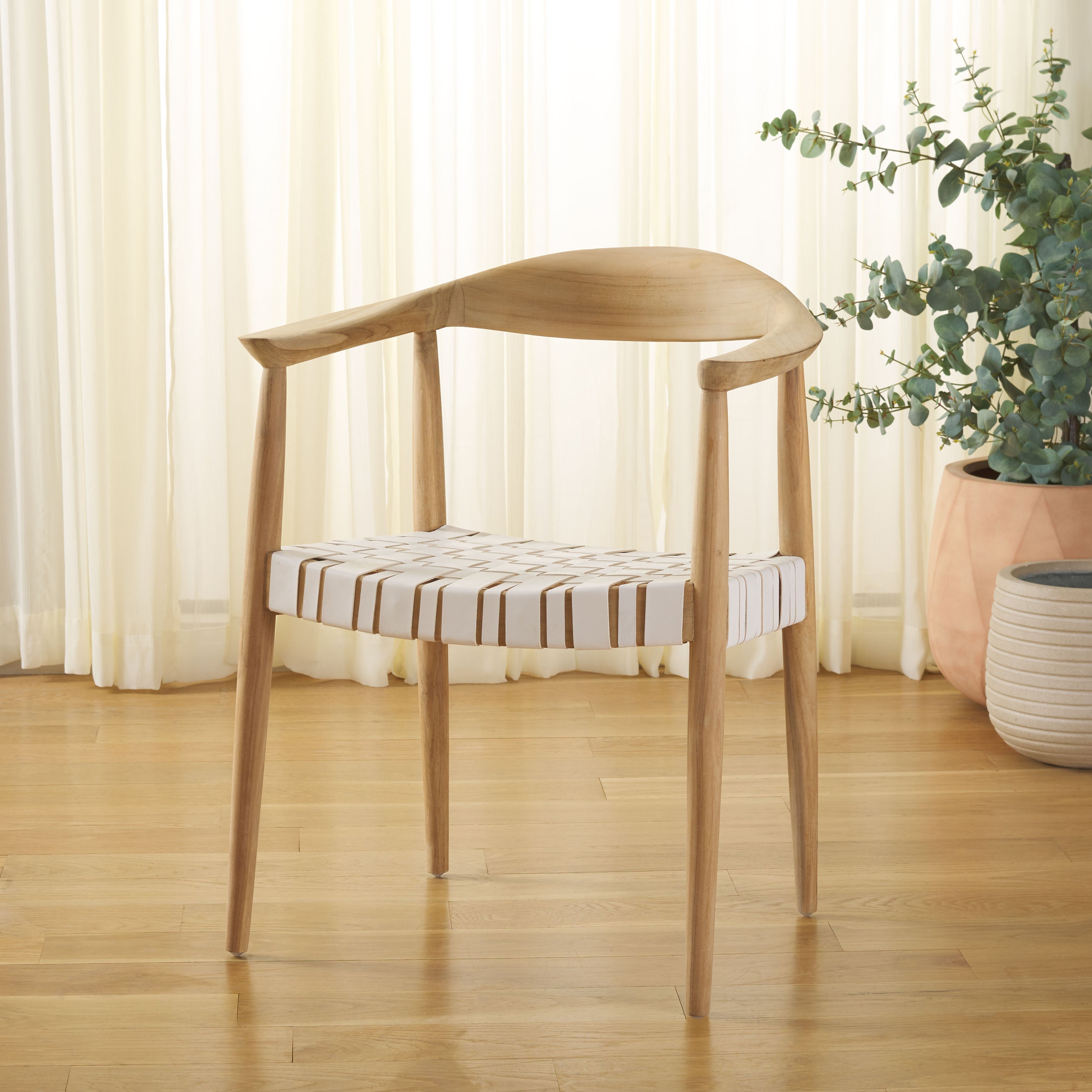 Baden Leather Woven Arm Chair | Safavieh - ACH1203