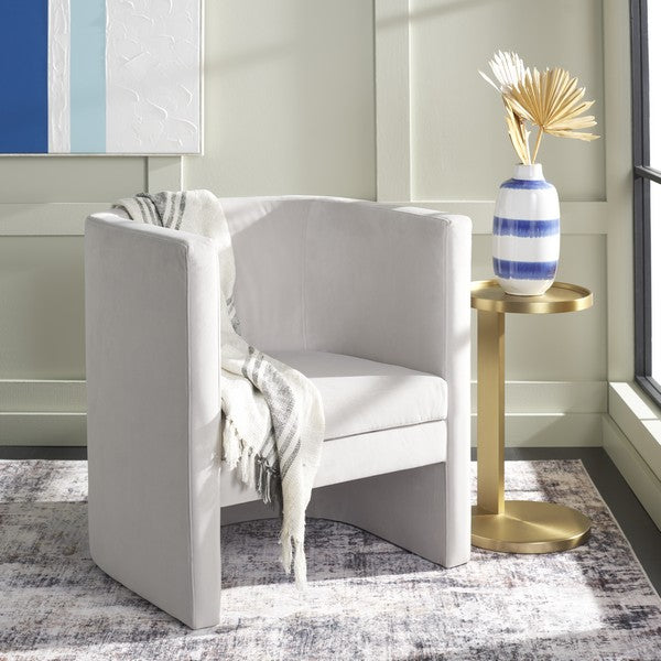 Eydis Accent Chair, ACH4014 | Safavieh - Light Grey Velvet