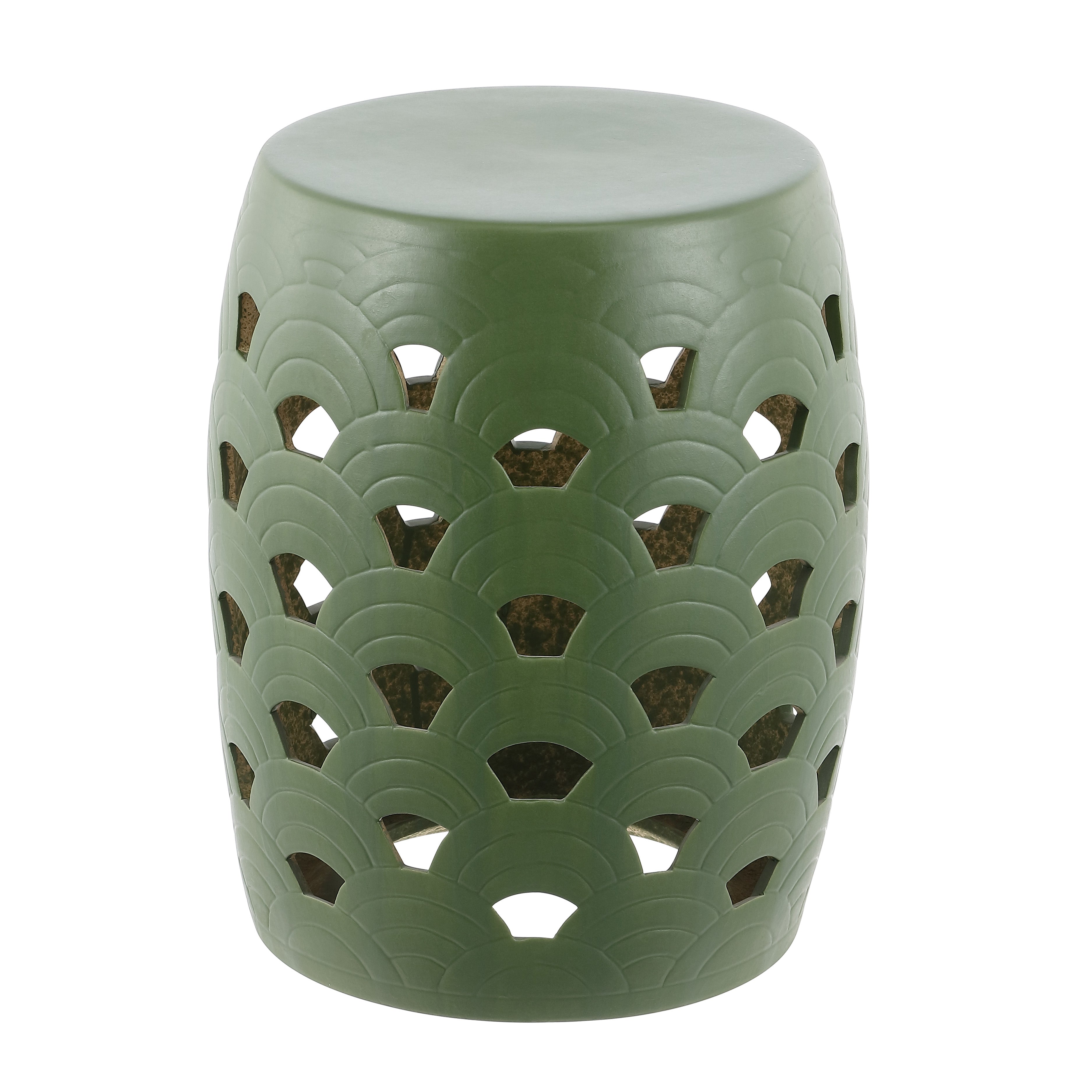 Amaissa, 15 Inch, Ceramic Garden Stool, ACS4597 | Safavieh - Moss Green