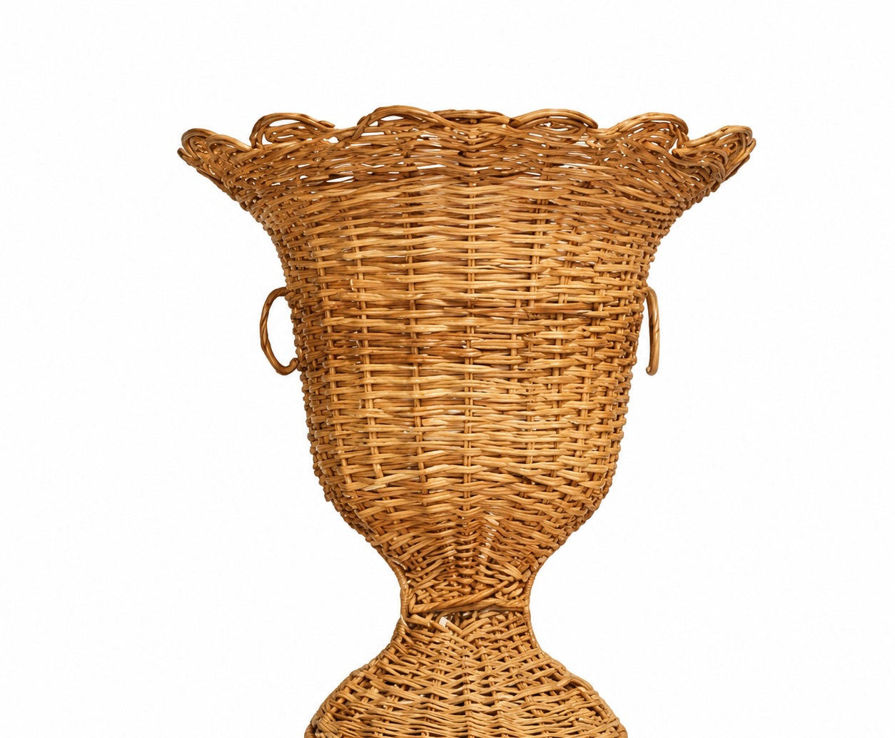 Square Scalloped Wicker Urn and Pedestal (2 Options)