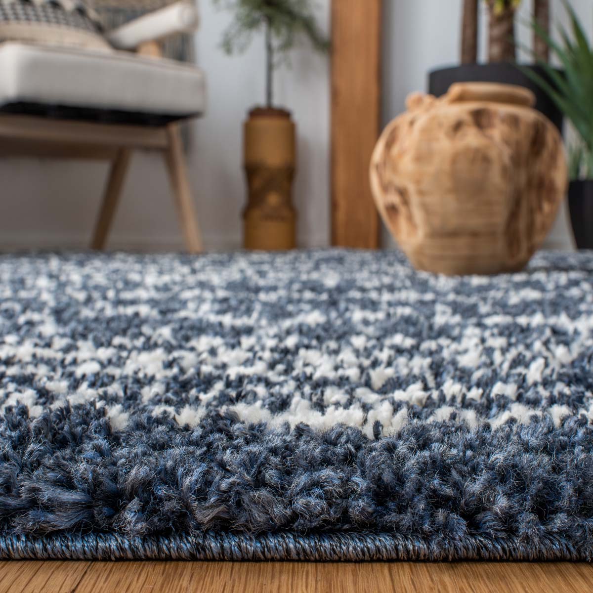 Safavieh Arizona Shag 741 Rug, Blue, ASG741 - Slate Blue / Ivory