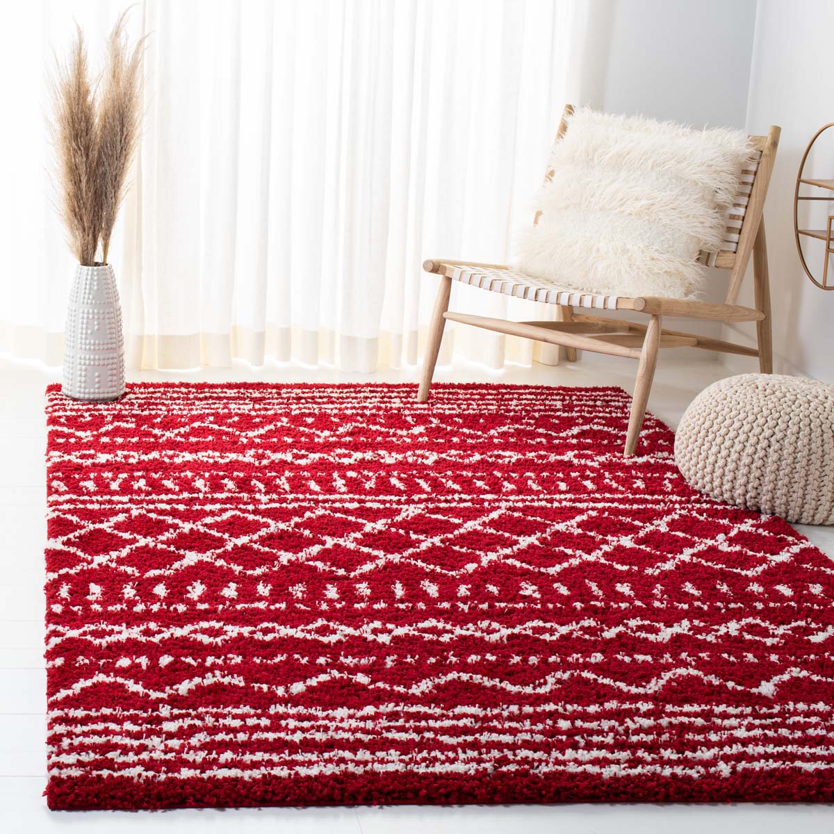 Safavieh Arizona Shag 741 Rug, Red, ASG741 - Red / Ivory