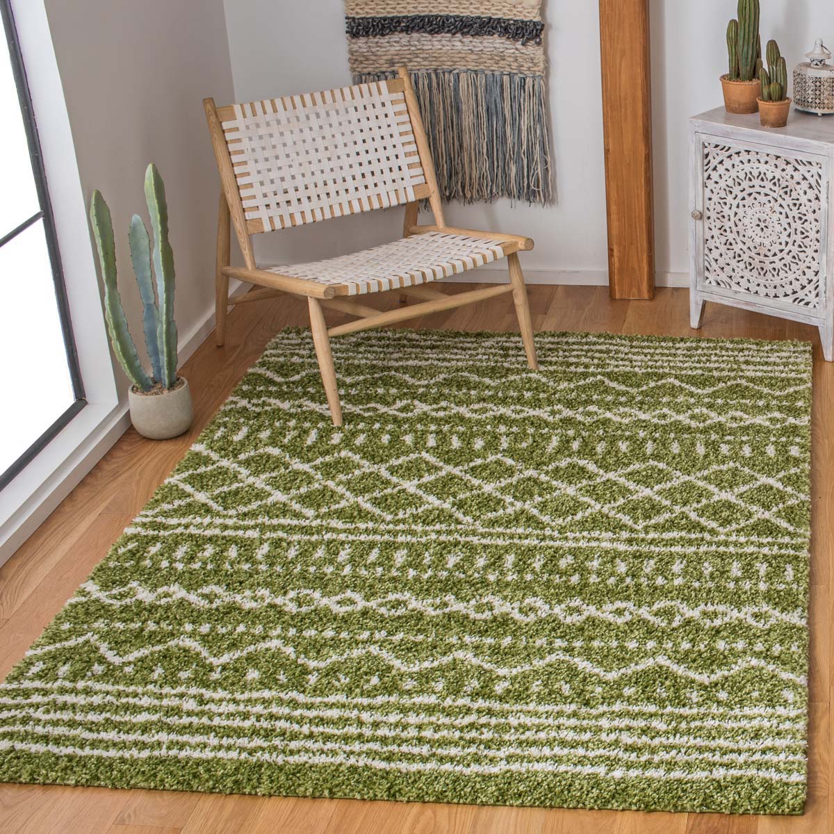 Safavieh Arizona Shag 741 Rug, Green, ASG741 - Green / Ivory