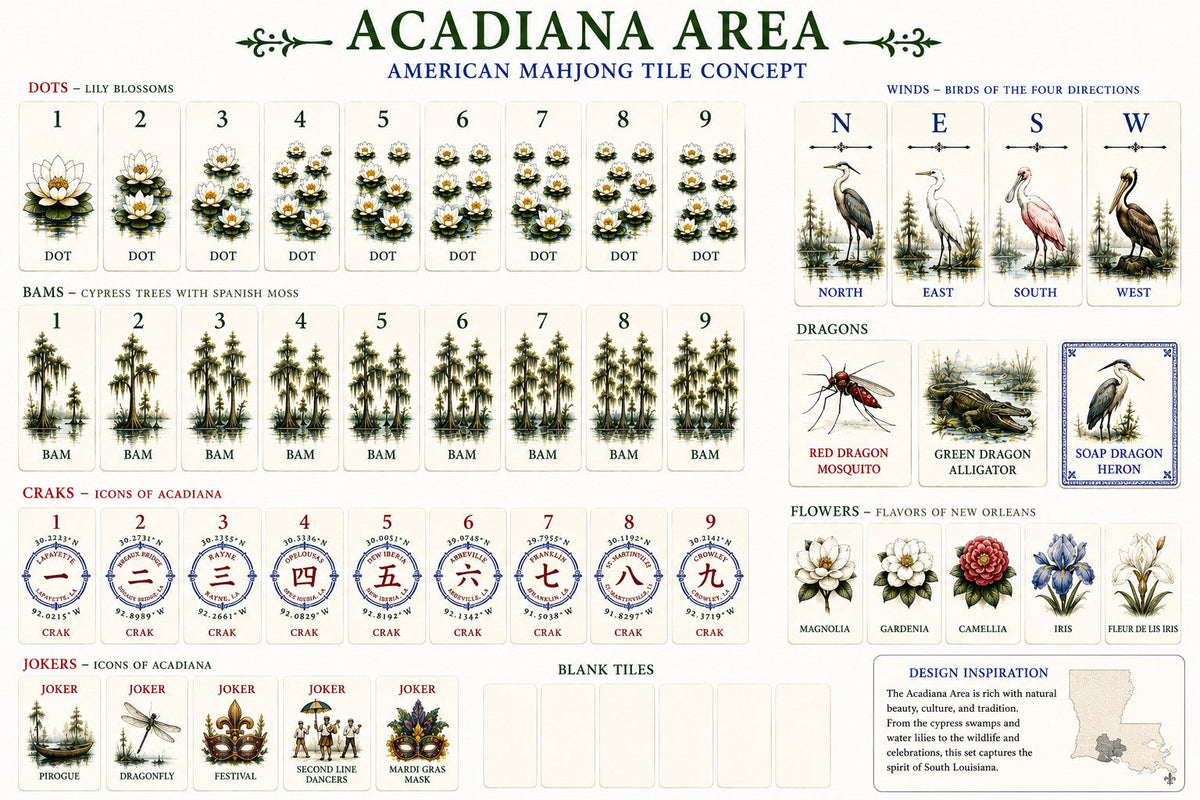 Acadiana American Mahjong Tile Set | Louisiana Collection | Pre-Order