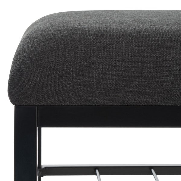 Milligan Open Shelf Bench W/ Cushion, BCH5003 | Safavieh - Black / Black