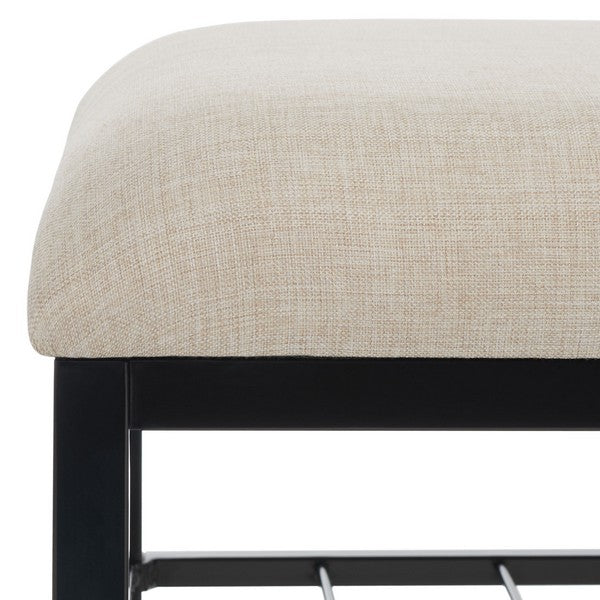 Milligan Open Shelf Bench W/ Cushion, BCH5003 | Safavieh - Cream / Black