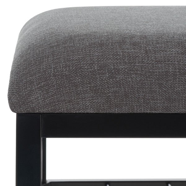 Milligan Open Shelf Bench W/ Cushion, BCH5003 | Safavieh - Dark Grey / Black
