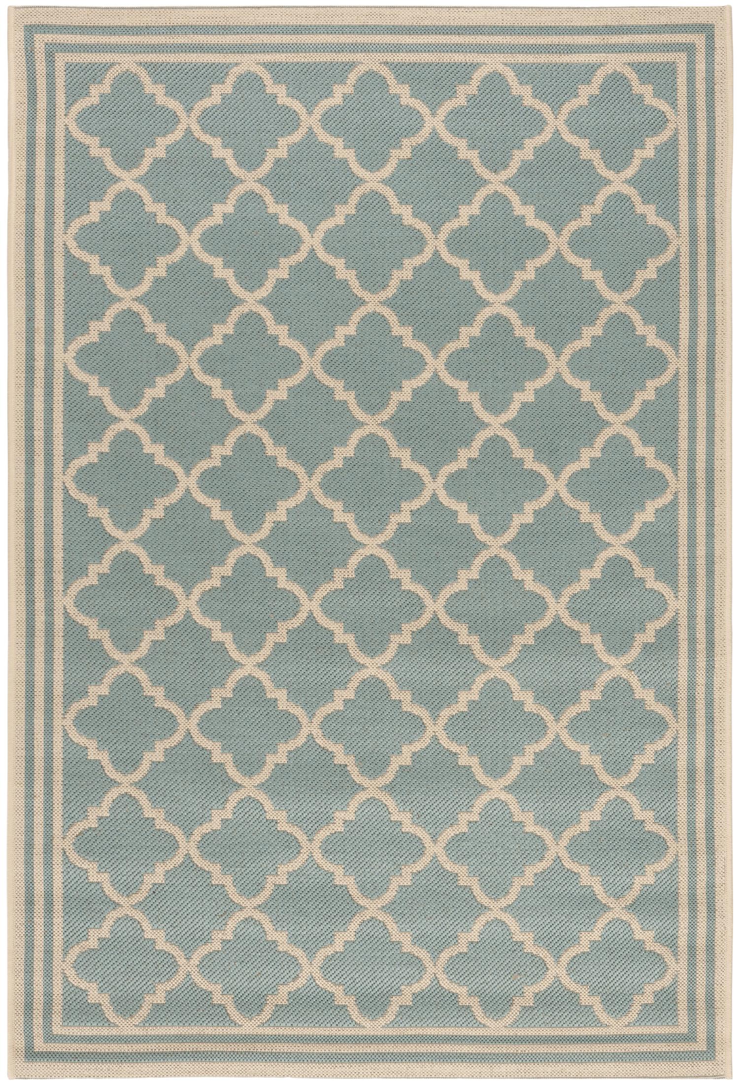 Beach House Rug | Safavieh - BHS121K - Aqua / Cream