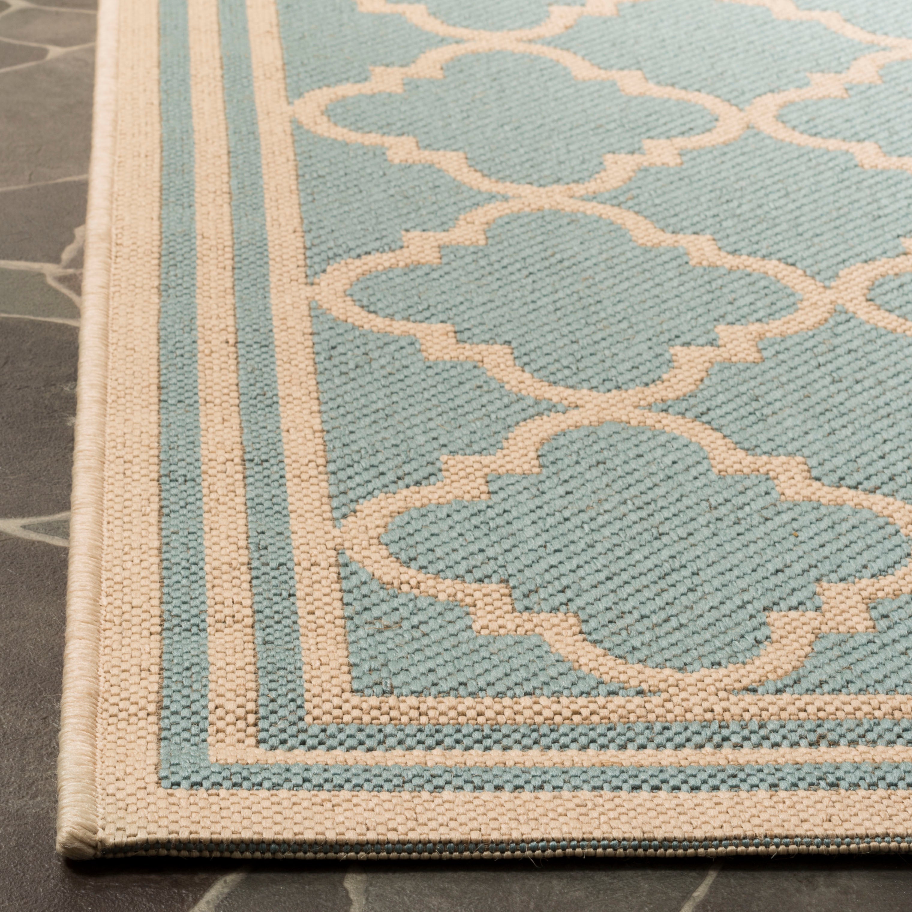 Beach House Rug | Safavieh - BHS121K - Aqua / Cream