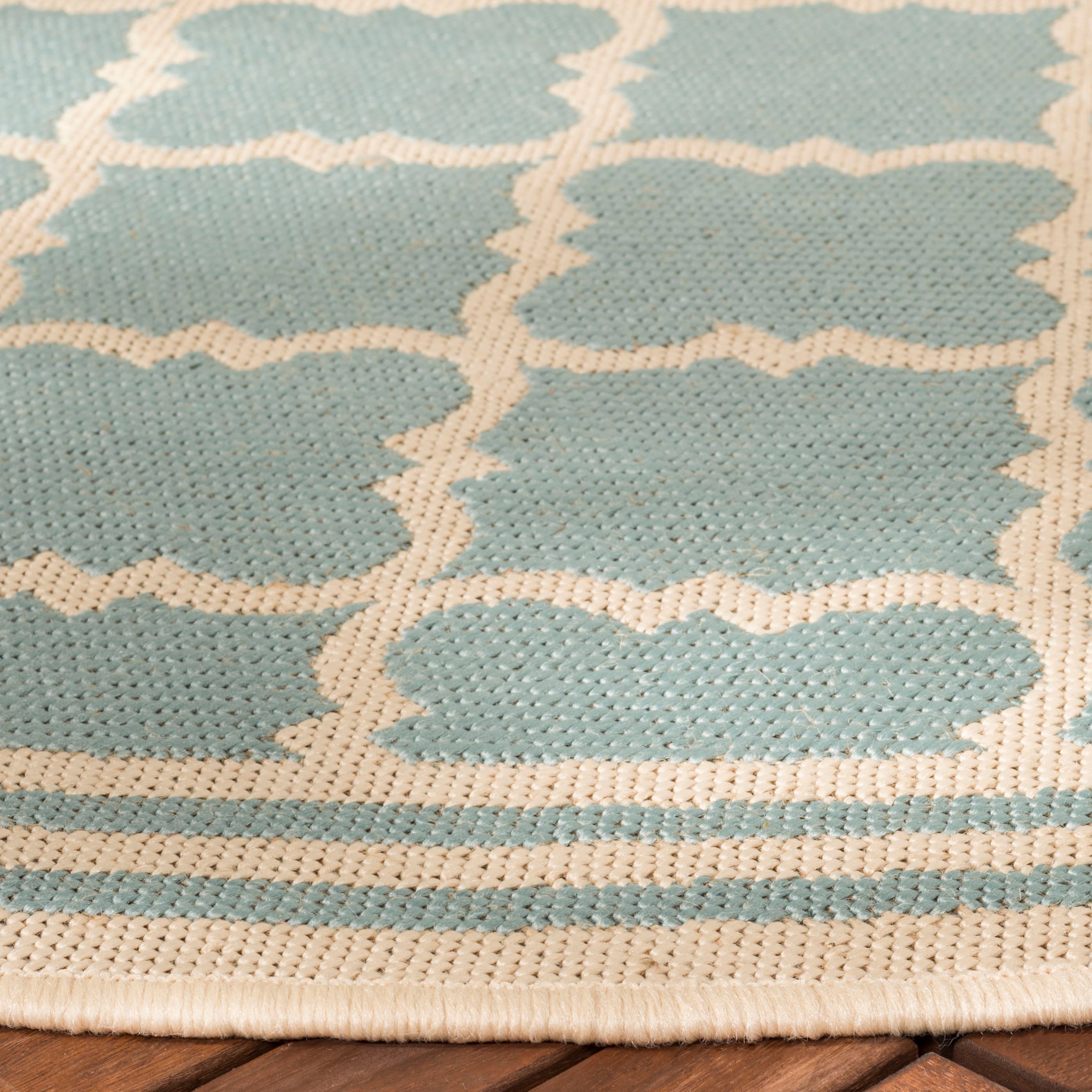 Beach House Rug | Safavieh - BHS121K - Aqua / Cream